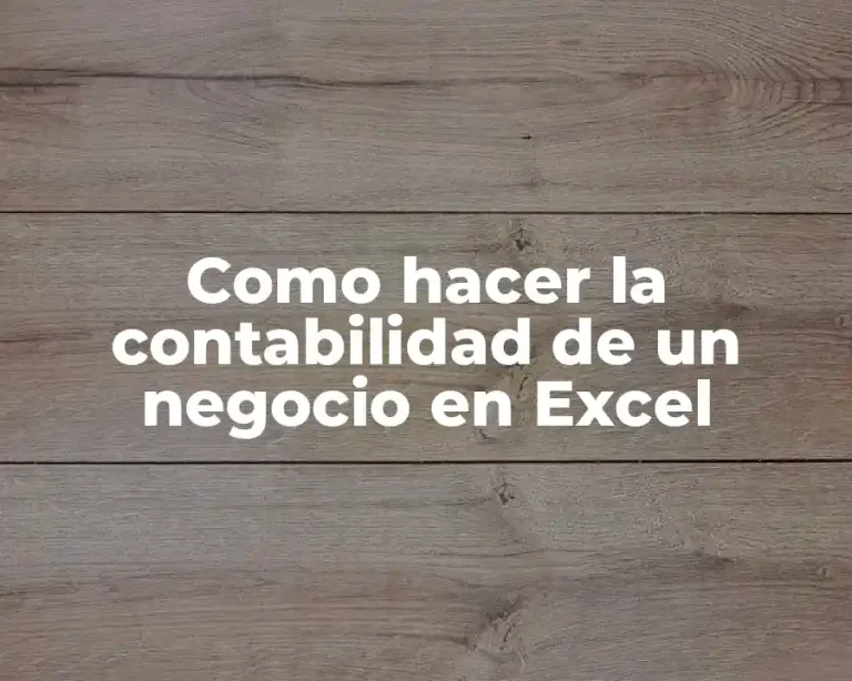 Como hacer la contabilidad de un negocio en Excel