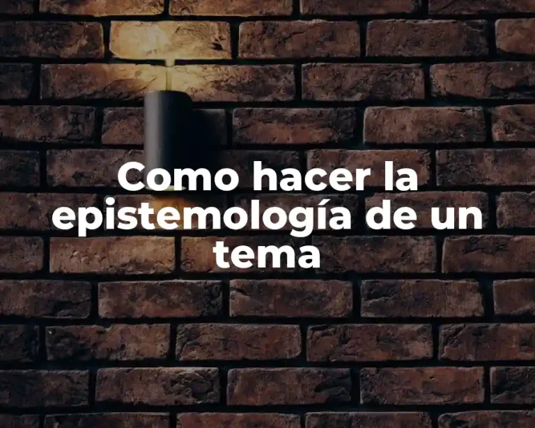 Como hacer la epistemología de un tema