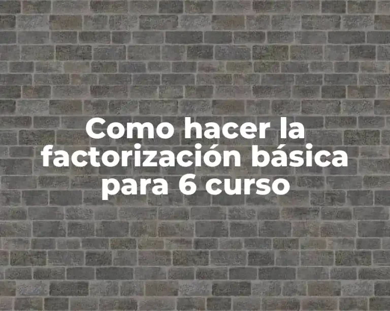 Como hacer la factorización básica para 6 curso