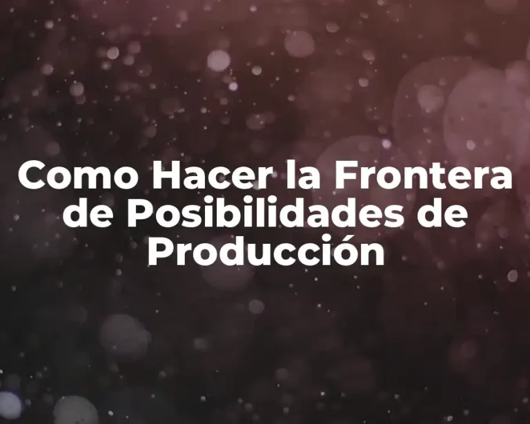 Como Hacer la Frontera de Posibilidades de Producción