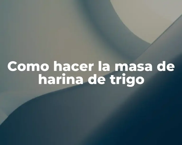 Como hacer la masa de harina de trigo