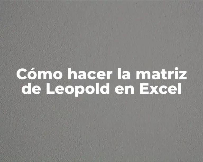 Cómo hacer la matriz de Leopold en Excel