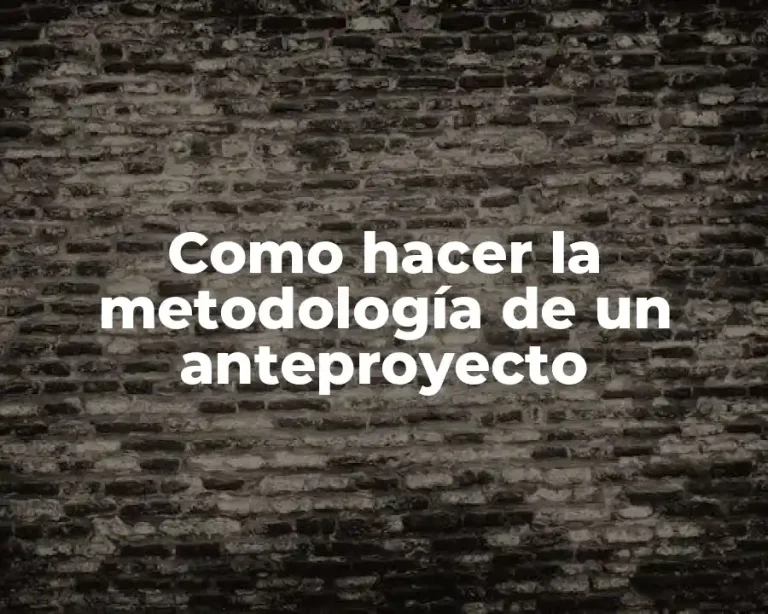 Como hacer la metodología de un anteproyecto