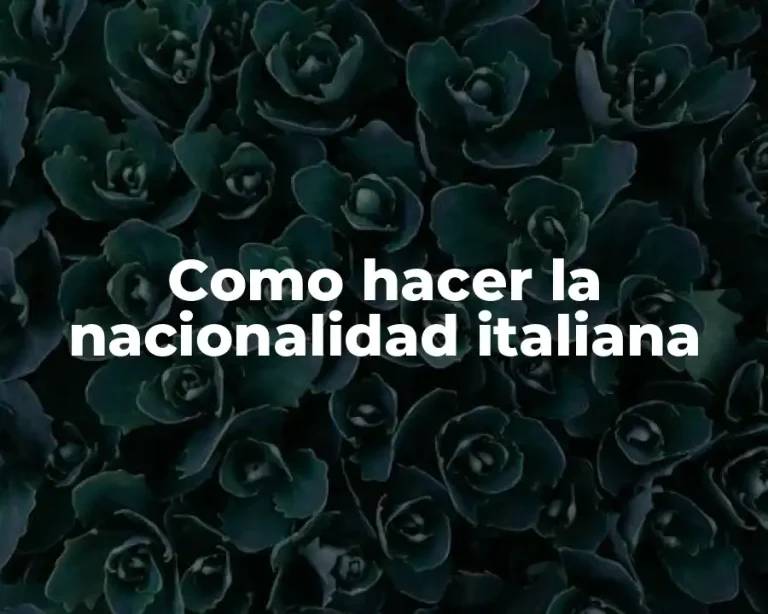 Como hacer la nacionalidad italiana