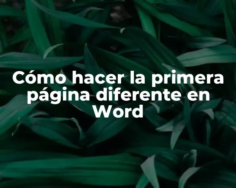 Cómo hacer la primera página diferente en Word