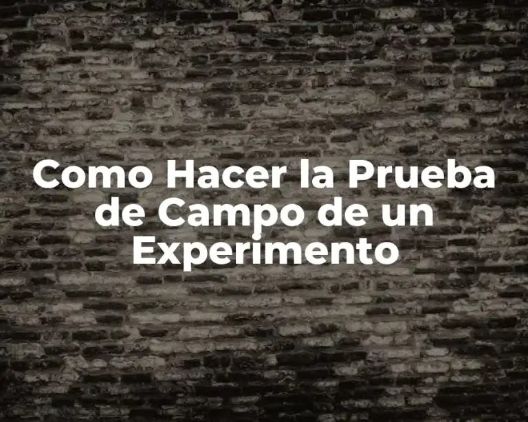 Como Hacer la Prueba de Campo de un Experimento