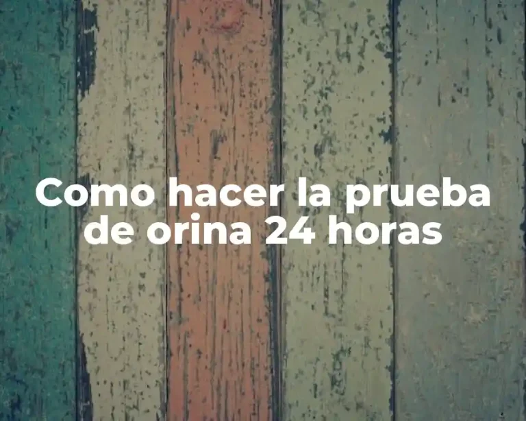 Como hacer la prueba de orina 24 horas
