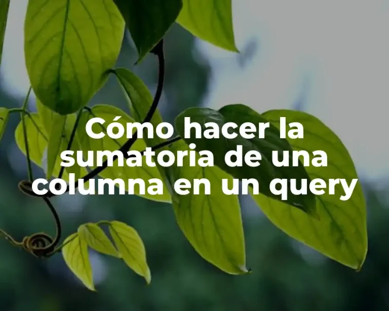 Cómo hacer la sumatoria de una columna en un query
