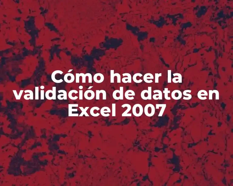 Cómo hacer la validación de datos en Excel 2007