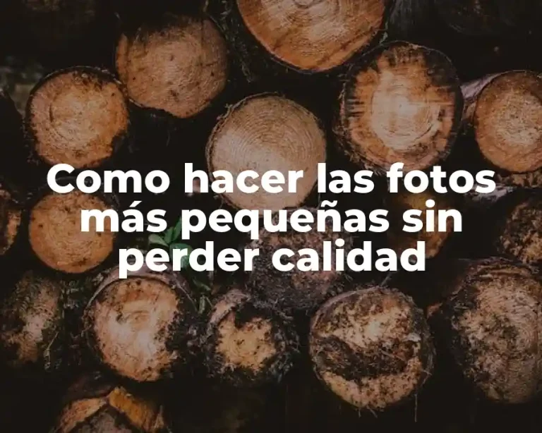 Como hacer las fotos más pequeñas sin perder calidad