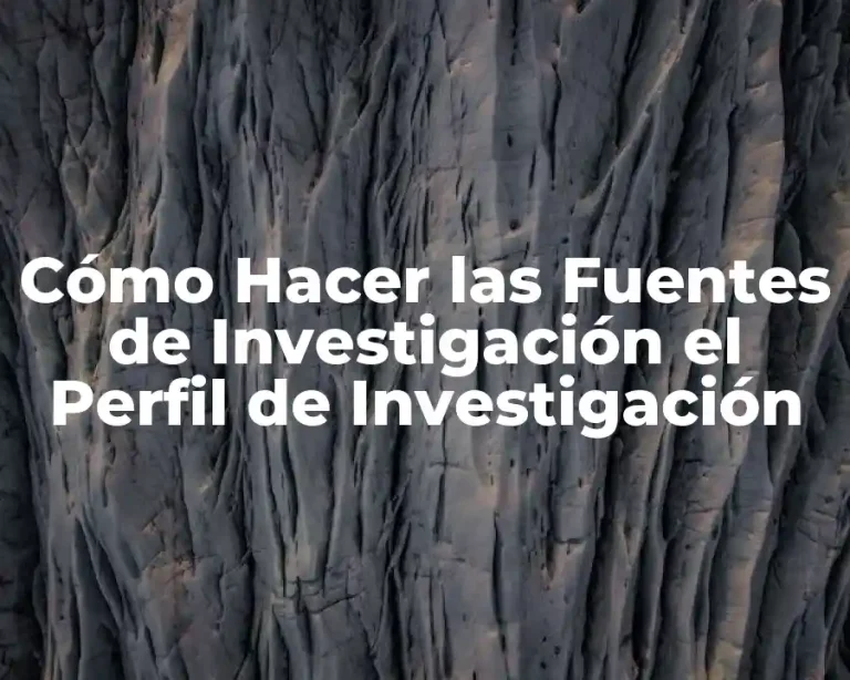 Cómo Hacer las Fuentes de Investigación el Perfil de Investigación