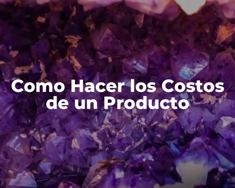 Como Hacer los Costos de un Producto