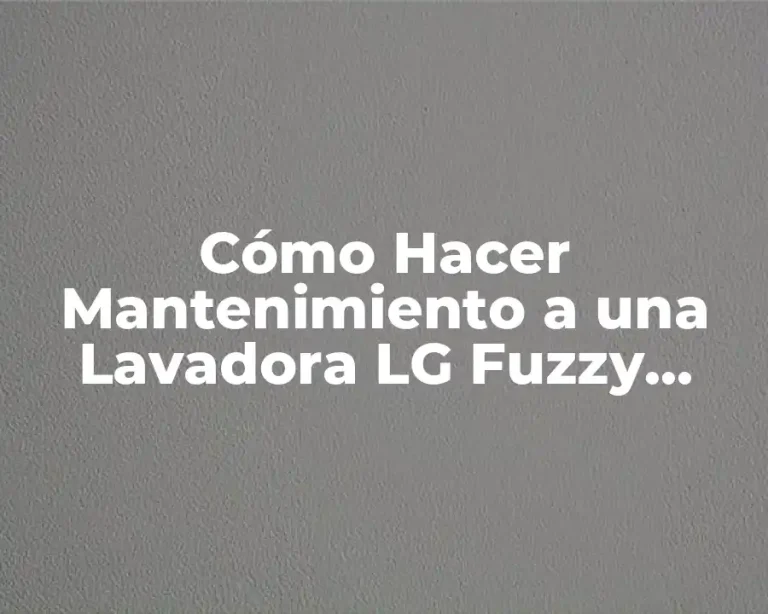 Cómo Hacer Mantenimiento a una Lavadora LG Fuzzy Logic