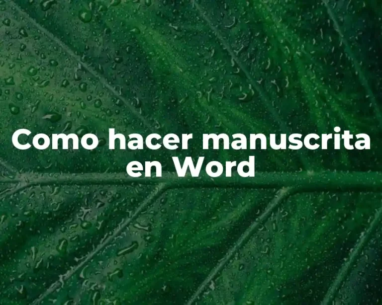 Como hacer manuscrita en Word