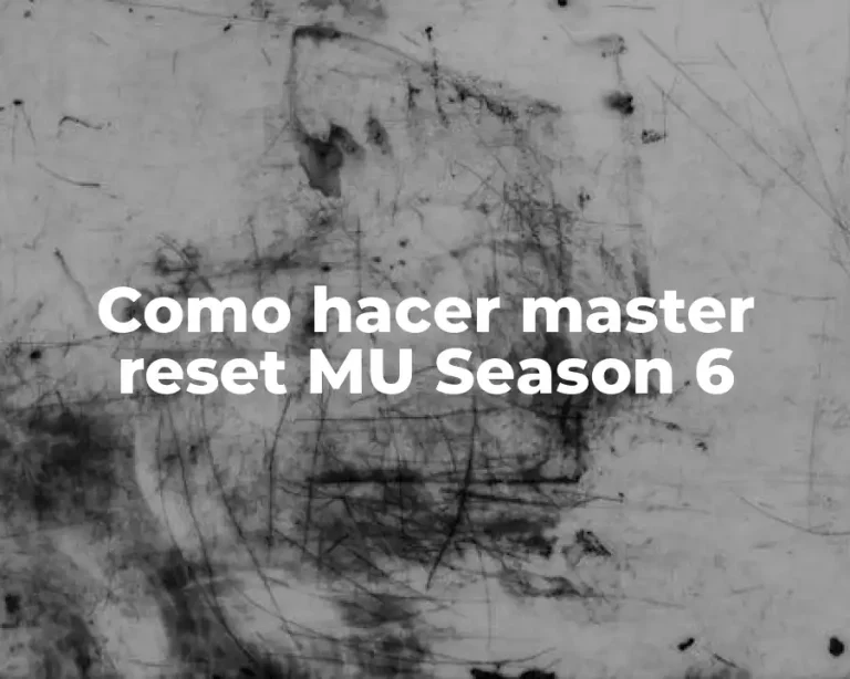Como hacer master reset MU Season 6