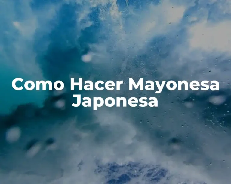Como Hacer Mayonesa Japonesa