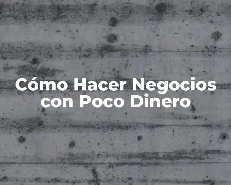 Cómo Hacer Negocios con Poco Dinero