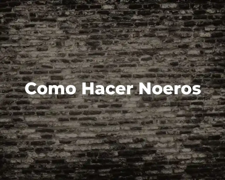 Como Hacer Noeros
