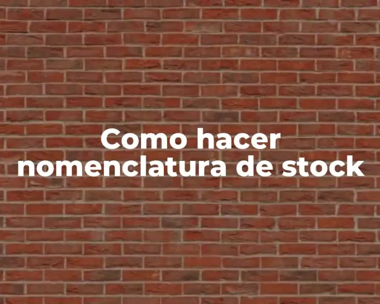 Como hacer nomenclatura de stock