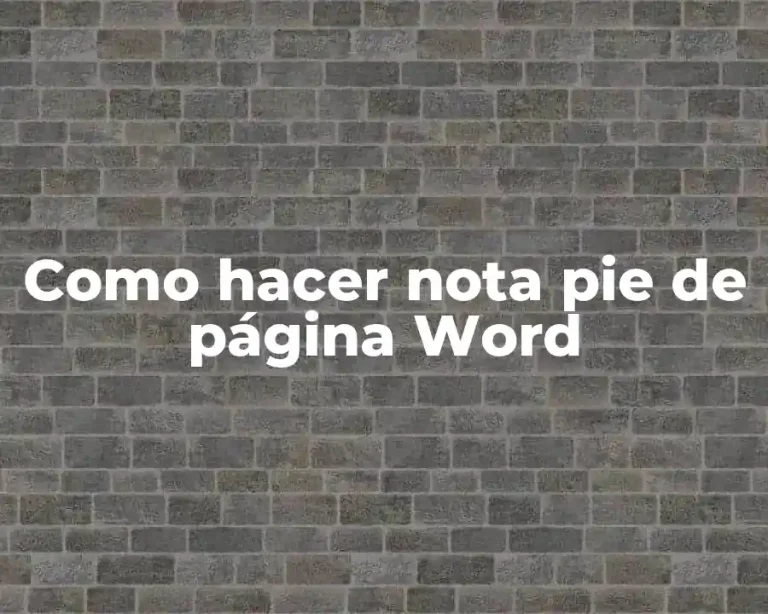 Como hacer nota pie de página Word