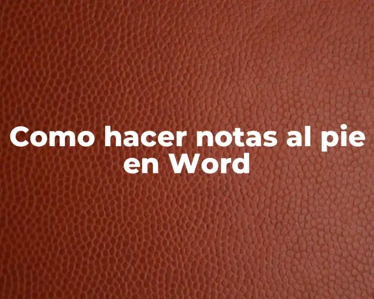 Como hacer notas al pie en Word