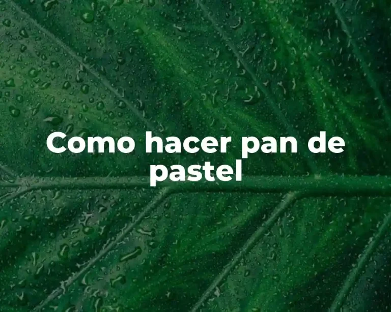 Como hacer pan de pastel