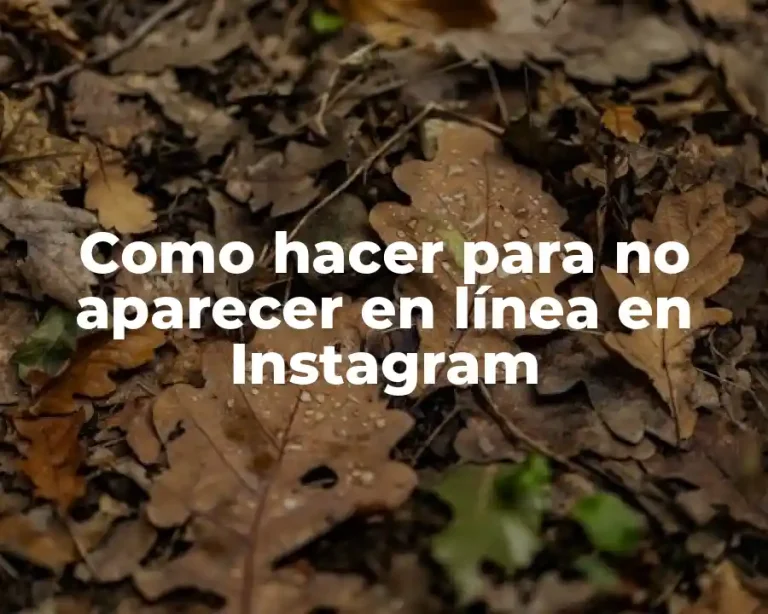 Como hacer para no aparecer en línea en Instagram