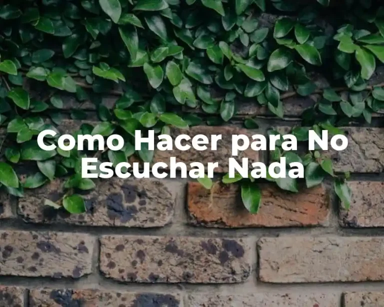 Como Hacer para No Escuchar Nada