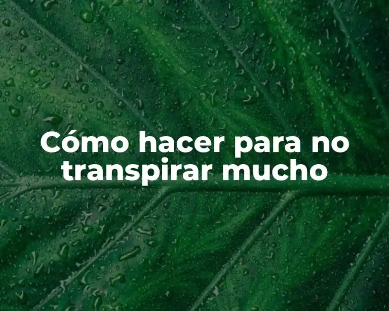 Cómo hacer para no transpirar mucho