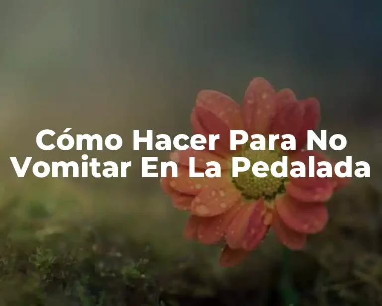 Cómo Hacer Para No Vomitar En La Pedalada