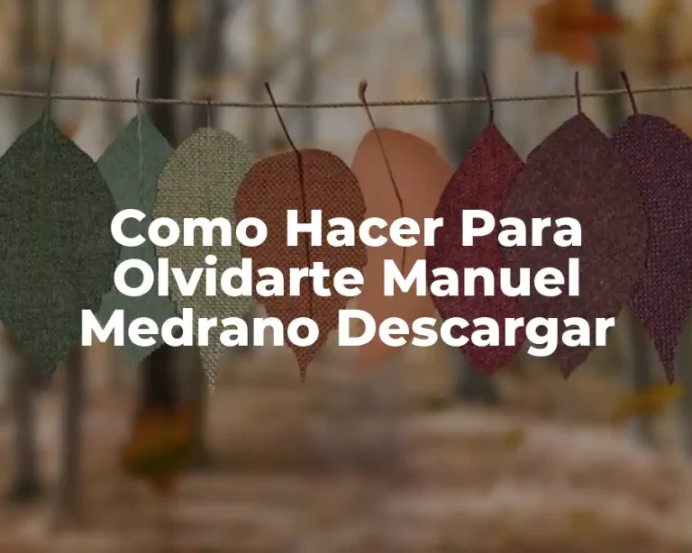 Como Hacer Para Olvidarte Manuel Medrano Descargar