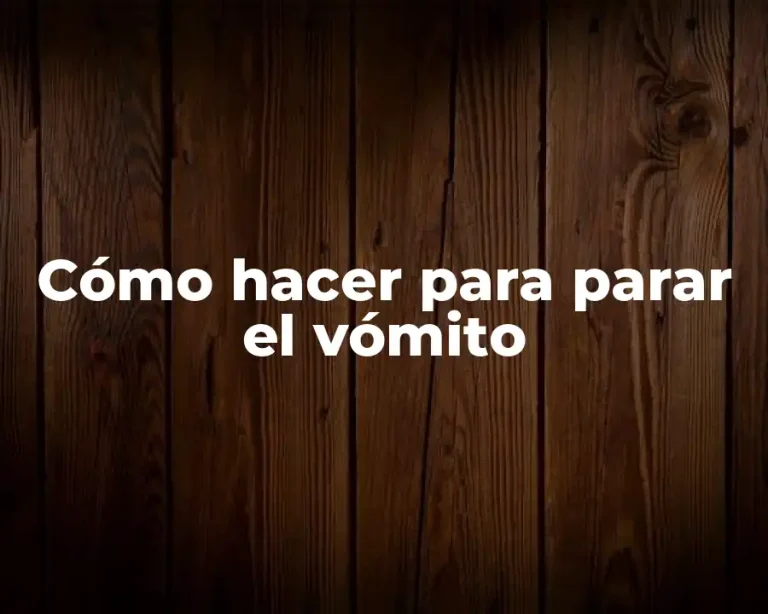 Cómo hacer para parar el vómito