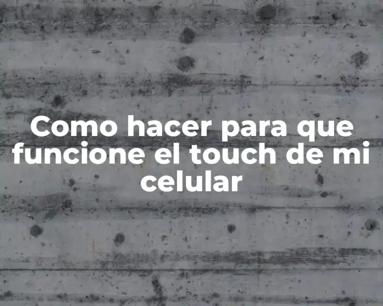 Como hacer para que funcione el touch de mi celular