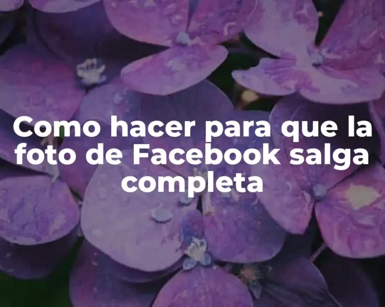 Como hacer para que la foto de Facebook salga completa
