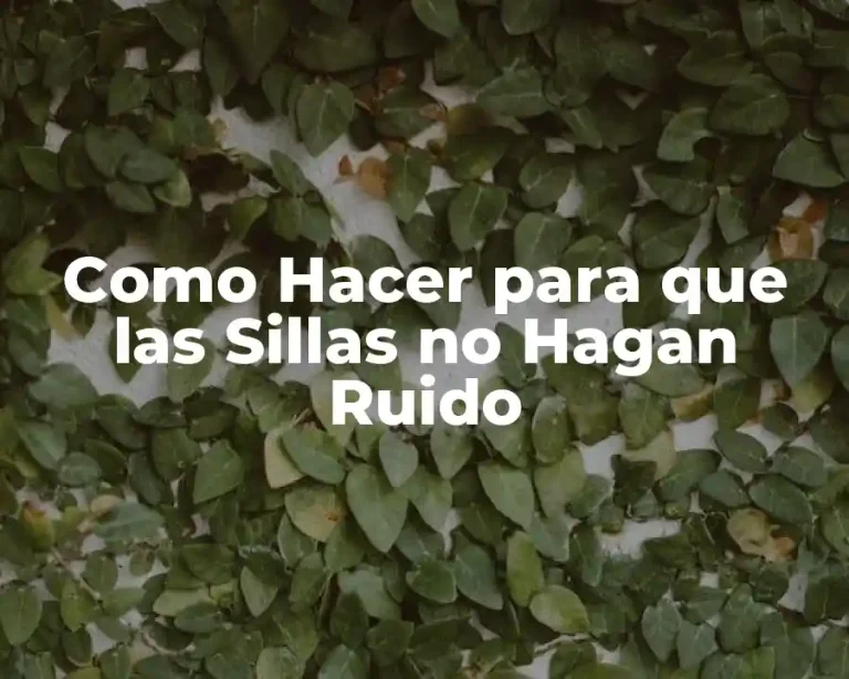 Como Hacer para que las Sillas no Hagan Ruido