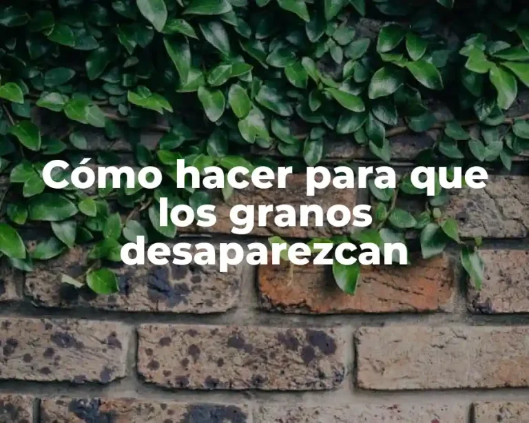 Cómo hacer para que los granos desaparezcan