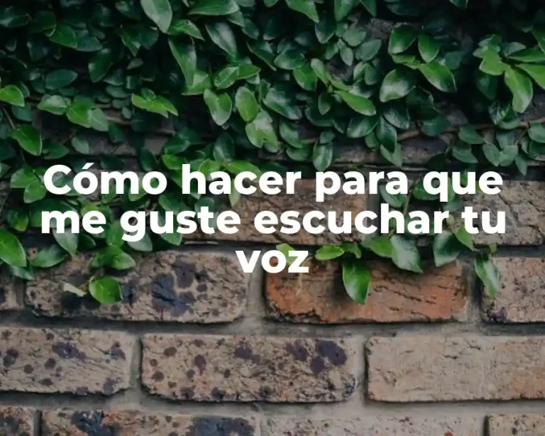 Cómo hacer para que me guste escuchar tu voz