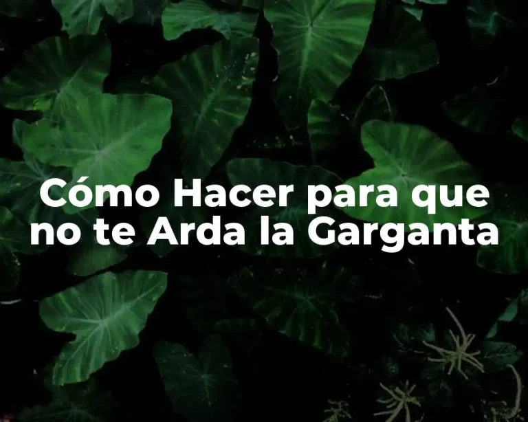 Cómo Hacer para que no te Arda la Garganta