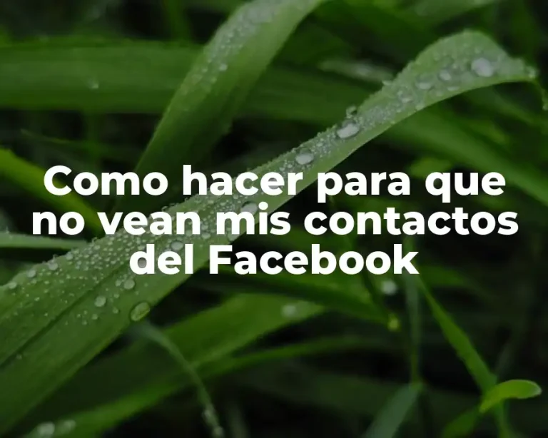 Como hacer para que no vean mis contactos del Facebook