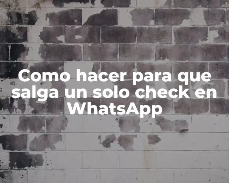 Como hacer para que salga un solo check en WhatsApp