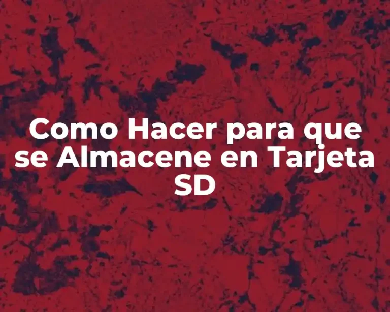 Como Hacer para que se Almacene en Tarjeta SD