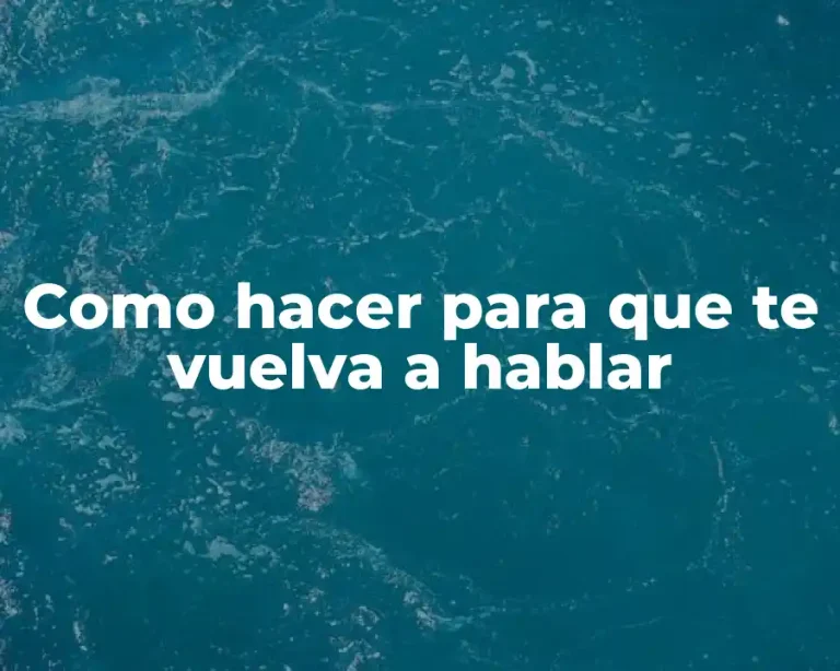 Como hacer para que te vuelva a hablar