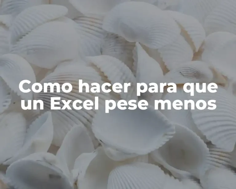 Como hacer para que un Excel pese menos
