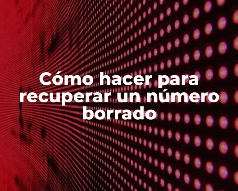 Cómo hacer para recuperar un número borrado