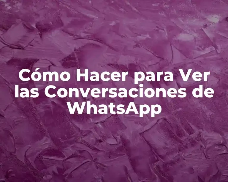 Cómo Hacer para Ver las Conversaciones de WhatsApp