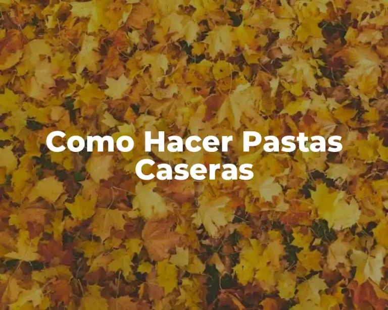 Como Hacer Pastas Caseras