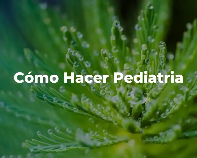 Cómo Hacer Pediatria