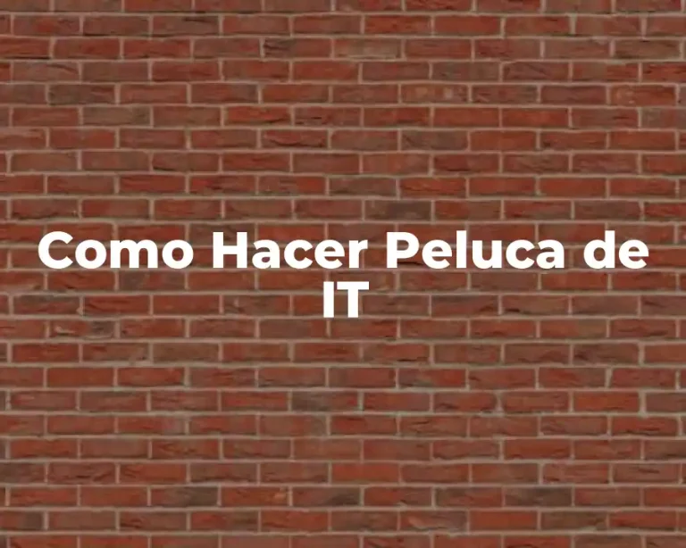 Como Hacer Peluca de IT