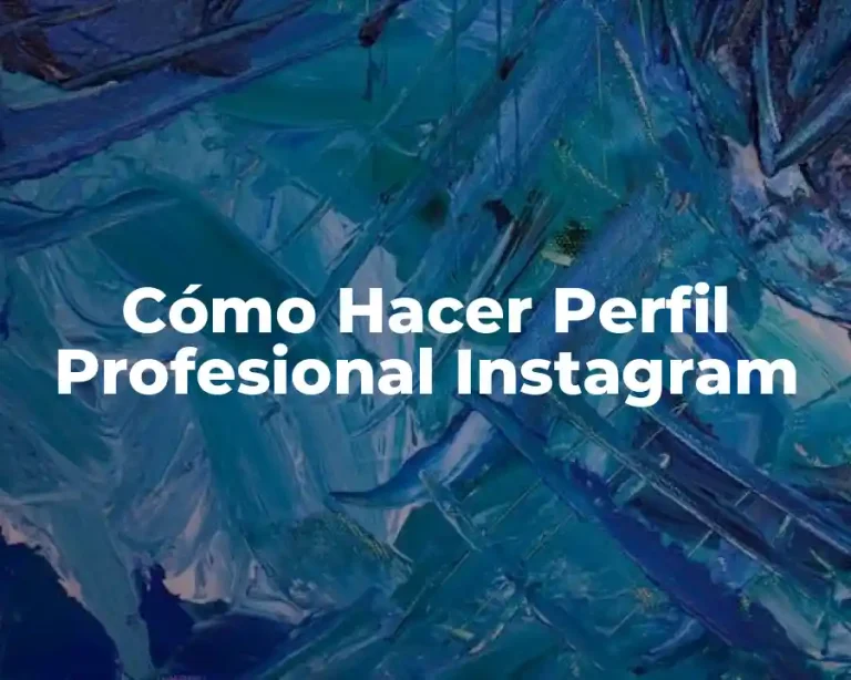 Cómo Hacer Perfil Profesional Instagram