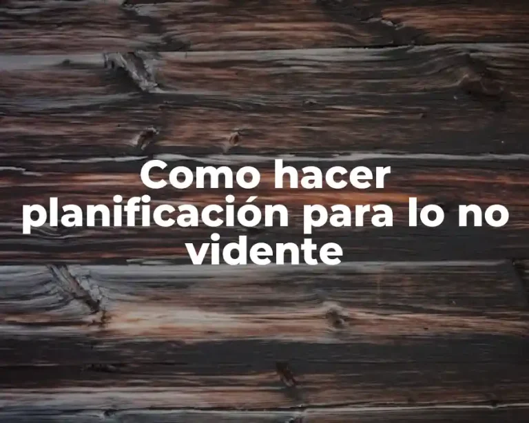 Como hacer planificación para lo no vidente